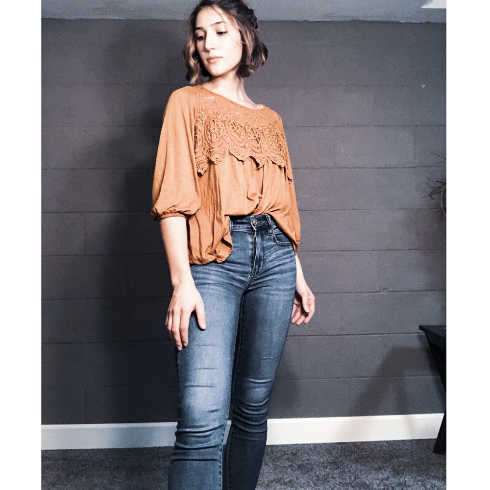 Mustard yellow lace long sleeve